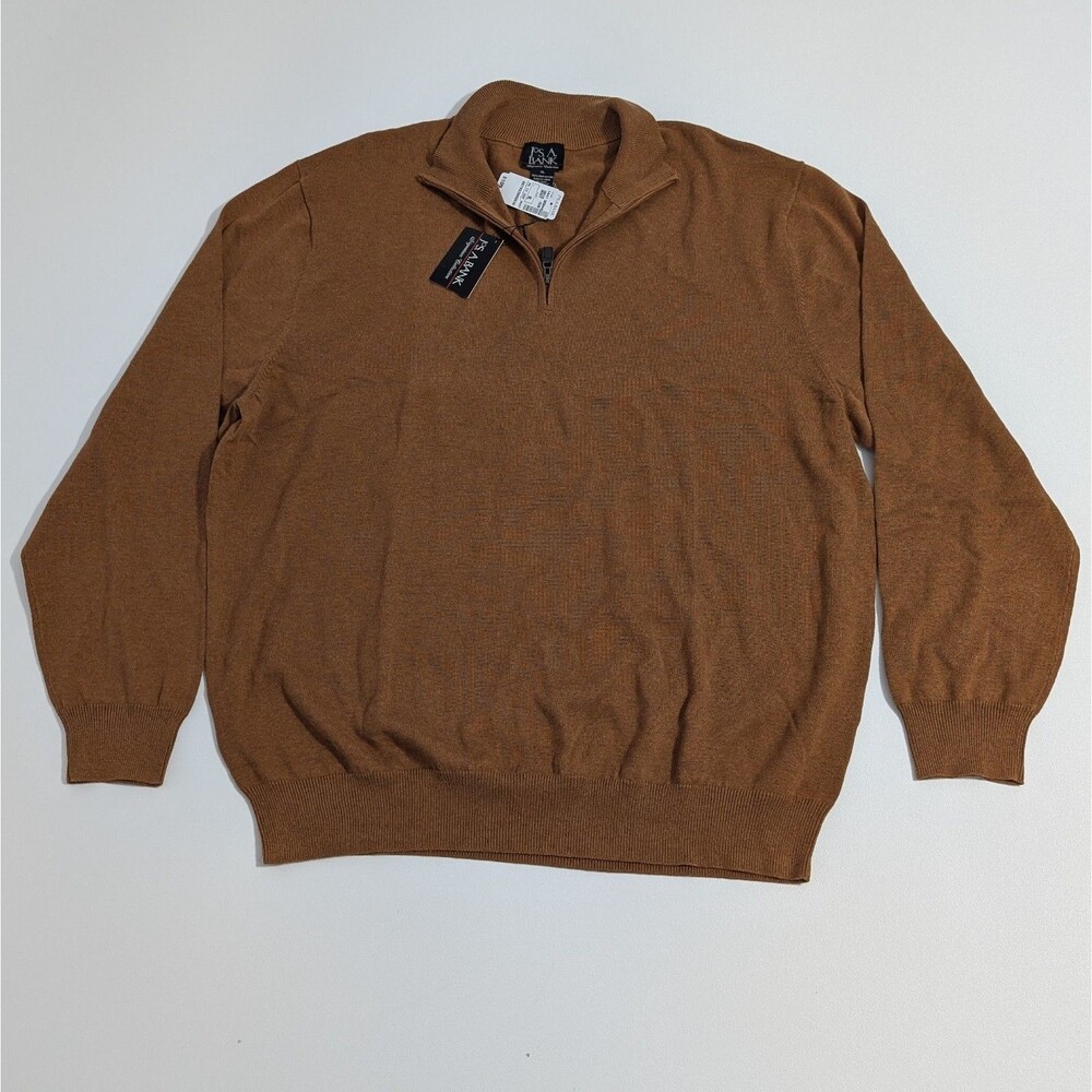 JOS A BANK Signature Collection Pima Cotton 1/4 Zip Sweater XL Rust NWT